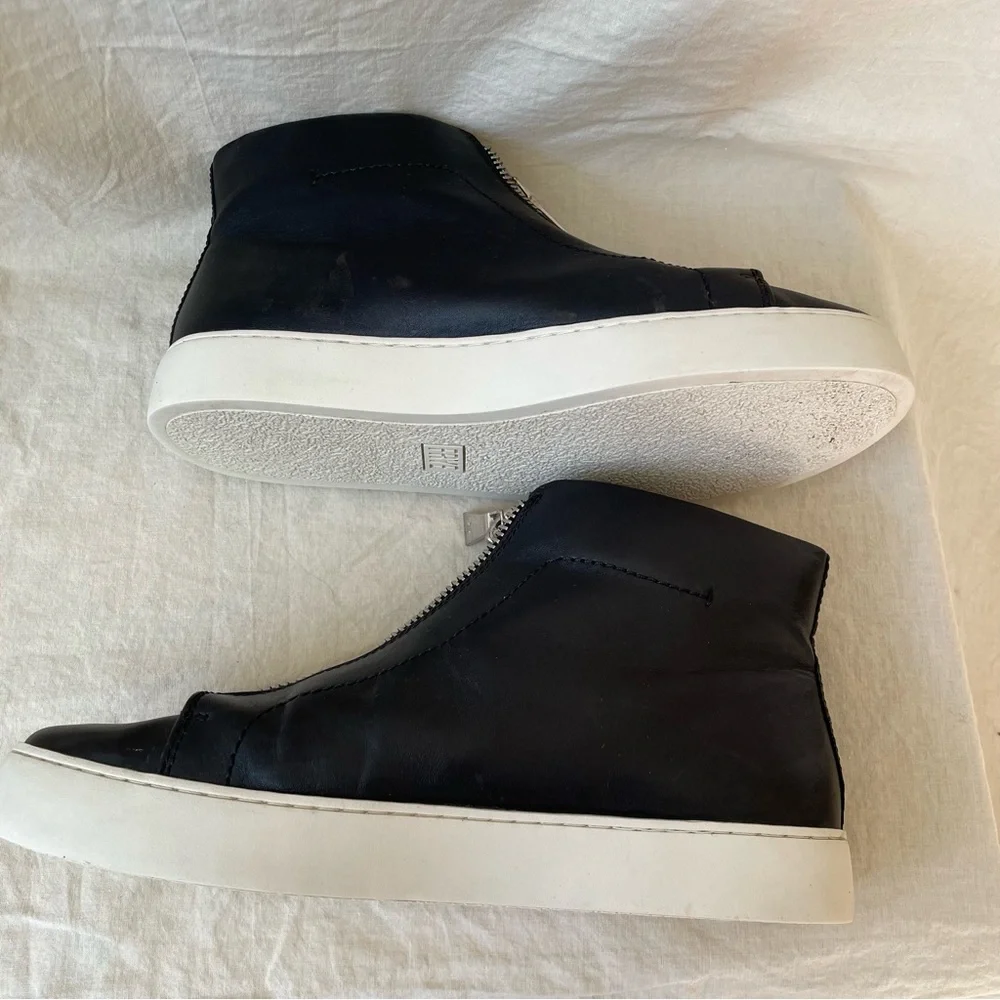 FRYE Lena Women’s Size 10 High Top Sneaker Black Leather Zip Moto 3471328 - Picture 4 of 8